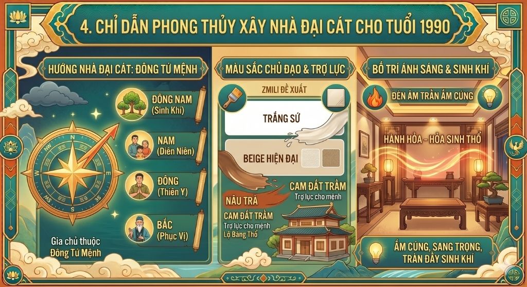 Chỉ dẫn phong thủy xây nhà đại cát cho tuổi 1990