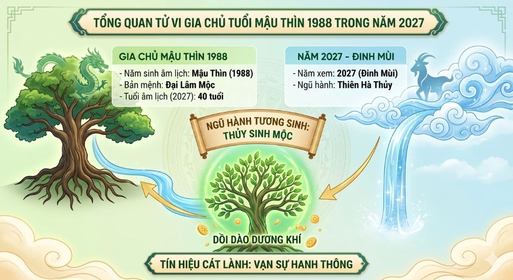 Tổng quan tử vi gia chủ tuổi Mậu Thìn 1988 trong năm 2027