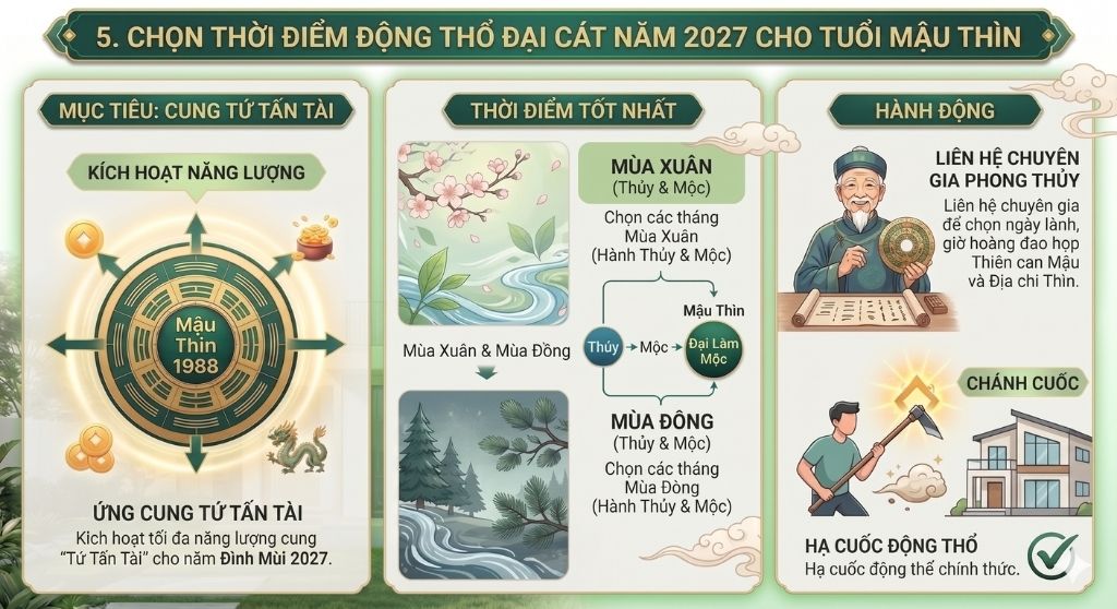 Chọn thời điểm động thổ đại cát năm 2027 cho tuổi Mậu Thìn
