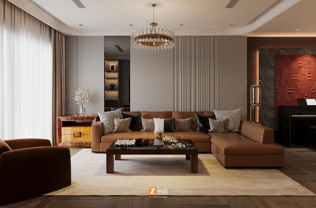 Cải tạo nội thất phòng khách căn hộ Smart City phong cách Luxury sang trọng