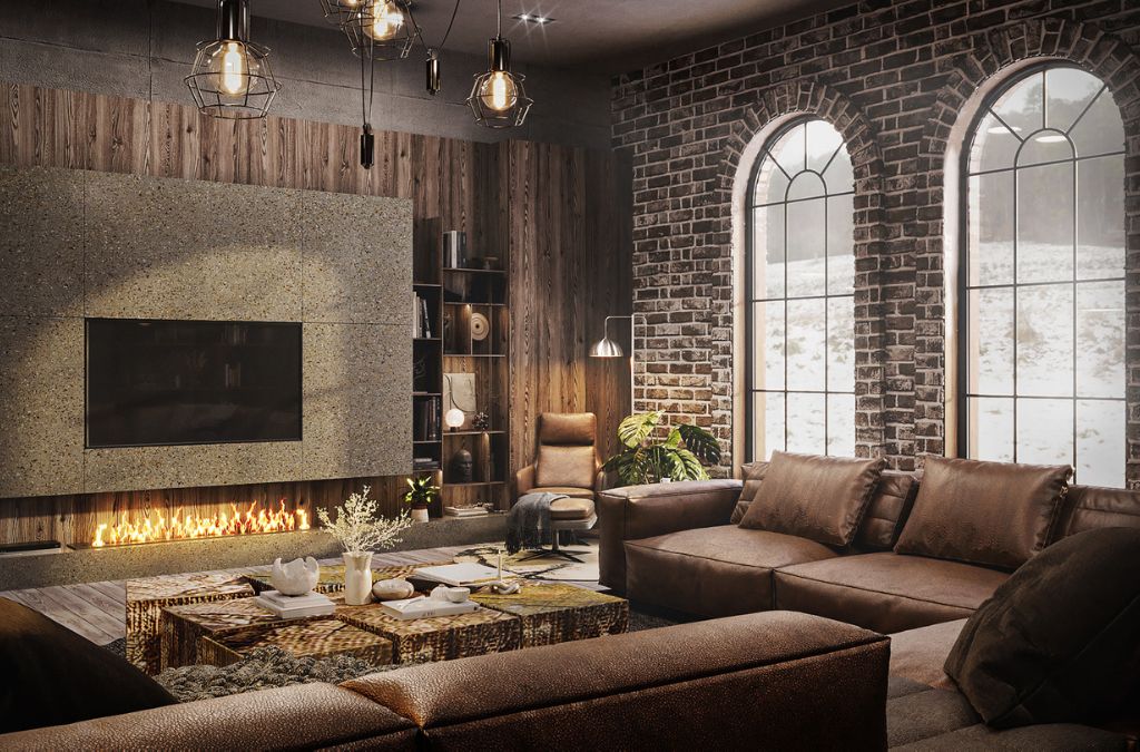 Mẫu cải tạo phòng khách nhà cấp 4 phong cách Rustic